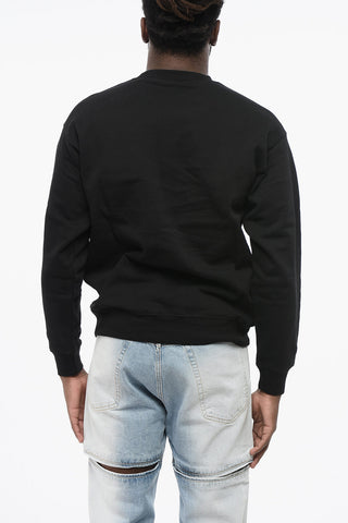 Fleeced-Cotton Crew-neck Sweatshirt with Embroidery