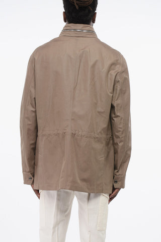 Overshirt Multitasca in Lino e Seta con Cappuccio Estraibile