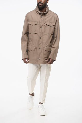 Overshirt Multitasca in Lino e Seta con Cappuccio Estraibile