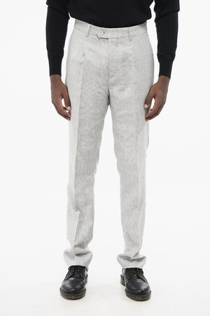 Pantaloni ad 1 Pince in Misto Cotone District Check