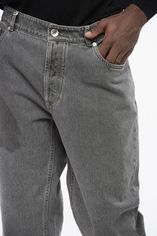 Jeans Slim Fit in Cotone con Passanti 16cm