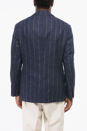 Half-Lined Pinstripe Linen-Blend Blazer