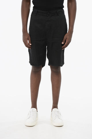 Shorts in Lino a Tinta Unita con Passanti