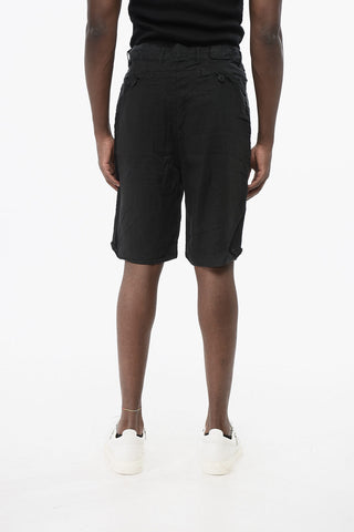 Shorts in Lino a Tinta Unita con Passanti