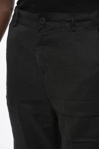 Shorts in Lino a Tinta Unita con Passanti