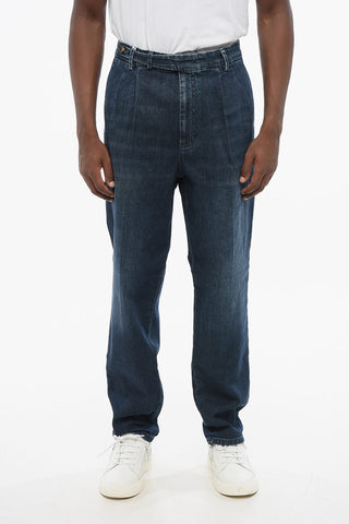 Regular Fit Jeans with 2 Pleats Dark Wash 17cm