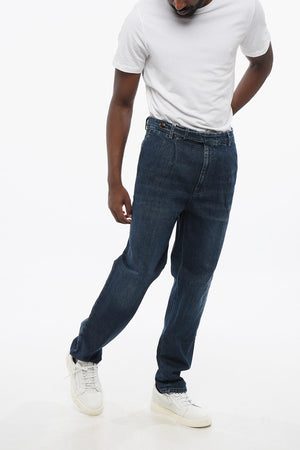 Regular Fit Jeans with 2 Pleats Dark Wash 17cm