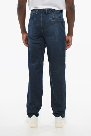 Regular Fit Jeans with 2 Pleats Dark Wash 17cm