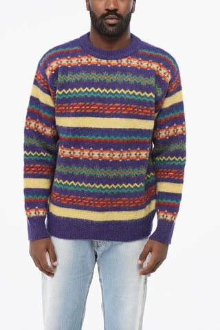Pure Wool Patterned Crewneck Sweater