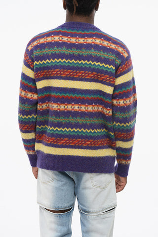 Pure Wool Patterned Crewneck Sweater