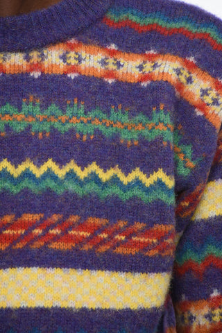 Pure Wool Patterned Crewneck Sweater