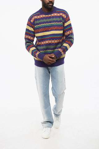 Pure Wool Patterned Crewneck Sweater