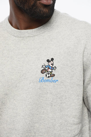 DISNEY Pullover mit Rundhalsausschnitt SPORT CLUB aus Wollmischung mit Micky-Mouse-Bomber-Stickerei