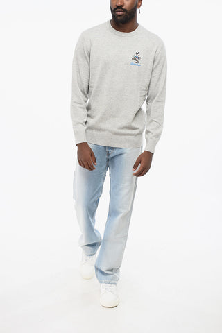 DISNEY Pullover mit Rundhalsausschnitt SPORT CLUB aus Wollmischung mit Micky-Mouse-Bomber-Stickerei
