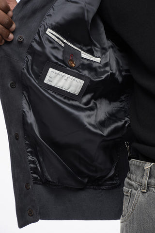 Suede Jacket with Knit Sleeves