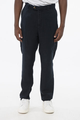 Pure Linen Cargo Trousers with Belt Loops