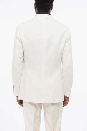 더블브레스티드 순수 린넨 블레이저 패치 포켓