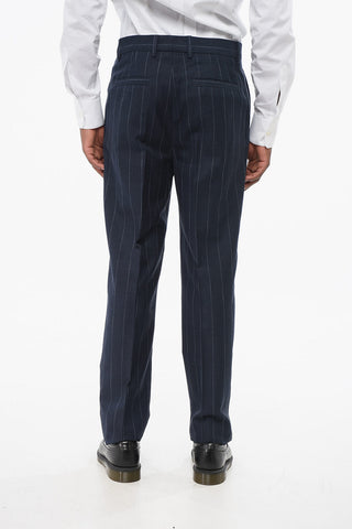 Cotton-Blend 2-Pleat Trousers with Pinstripe