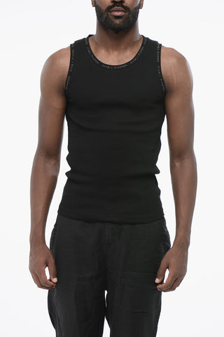 Ribbed Stretch Cotton ERIB Tank Top with Logoed Edges