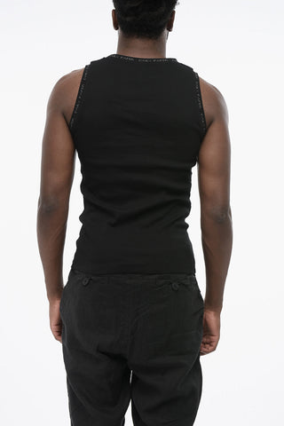 Ribbed Stretch Cotton ERIB Tank Top with Logoed Edges