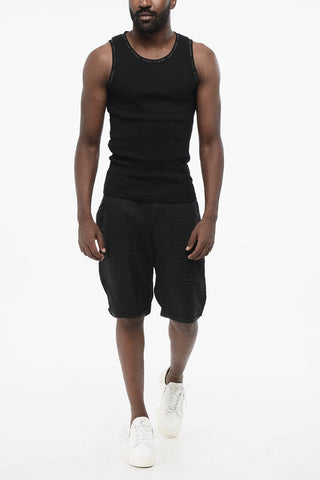 Ribbed Stretch Cotton ERIB Tank Top with Logoed Edges