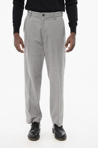 Pantaloni 4 Tasche in Misto Lana Seersucker