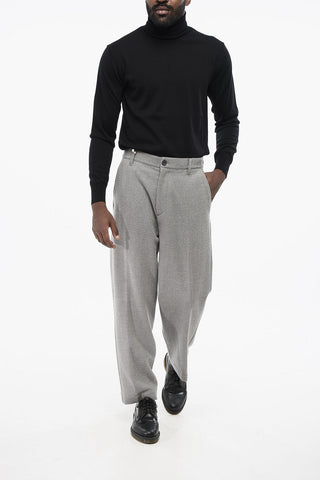 Pantaloni 4 Tasche in Misto Lana Seersucker