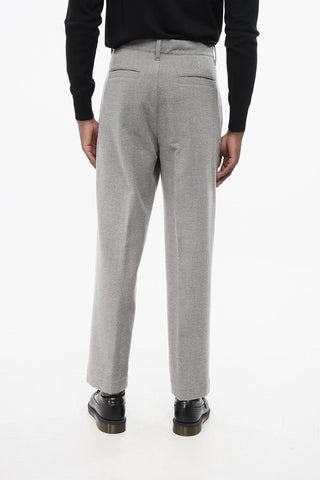 Pantaloni 4 Tasche in Misto Lana Seersucker