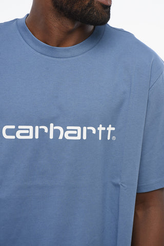 Solid Color Crew-neck T-Shirt with Printed Logo