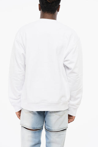 Fleeced Cotton AMERICAN SCRIPT Crew-neck Sweatshirt with Embroidered Logo