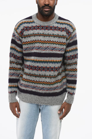 Pure Wool Patterned Crewneck Sweater