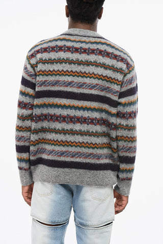 Pure Wool Patterned Crewneck Sweater