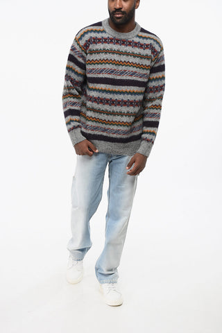 Pure Wool Patterned Crewneck Sweater