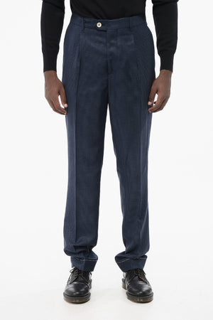 Pantaloni 4 Tasche in Misto Lana Pied de Poule