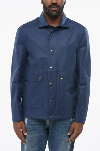 Linen-Blend Overshirt with Snap Buttons