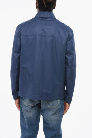 Linen-Blend Overshirt with Snap Buttons