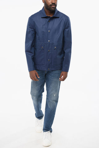 Linen-Blend Overshirt with Snap Buttons