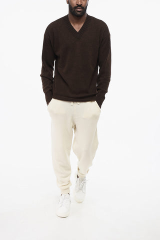 브러시드 알파카 혼방 V넥 니트