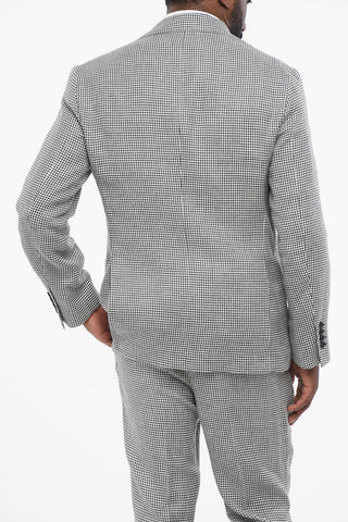 Abito in Misto Lino Pied de Poule con Tasche ad Aletta