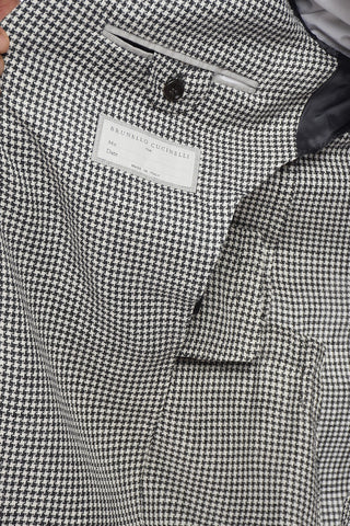 Abito in Misto Lino Pied de Poule con Tasche ad Aletta