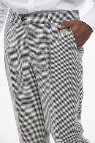 Abito in Misto Lino Pied de Poule con Tasche ad Aletta