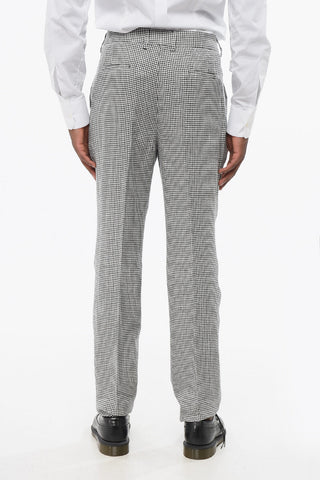 Abito in Misto Lino Pied de Poule con Tasche ad Aletta