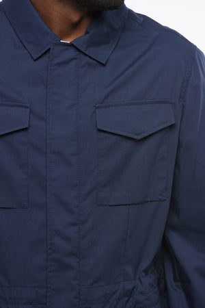 Water-Repellent Cotton-Blend Overshirt with Drawstring