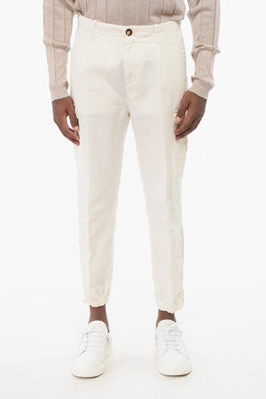 린넨 혼방 카고 팬츠 발목 지퍼