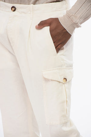 린넨 혼방 카고 팬츠 발목 지퍼