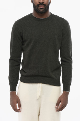 Virgin Wool Crewneck Sweater ICON with Contrast Patches