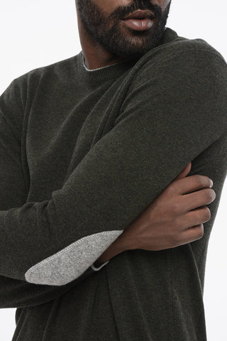 Virgin Wool Crewneck Sweater ICON with Contrast Patches