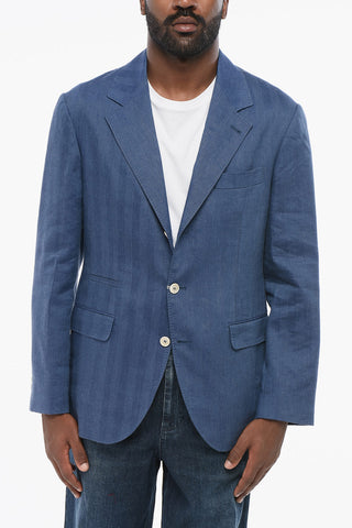 Linen-Blend Herringbone Slim-Fit Blazer