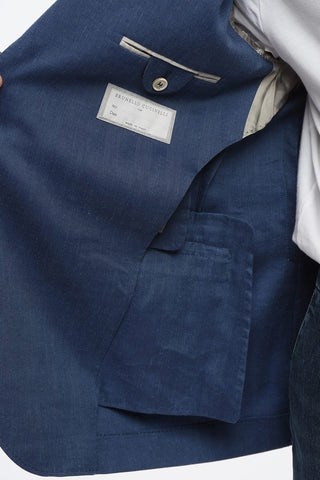 Linen-Blend Herringbone Slim-Fit Blazer