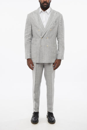 더블브레스티드 린넨 혼방 수트 핀스트라이프
